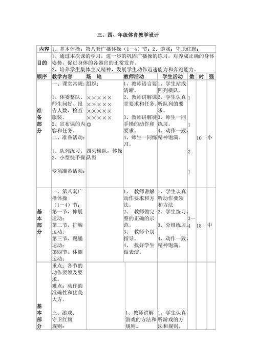 小学体育游戏教案模板